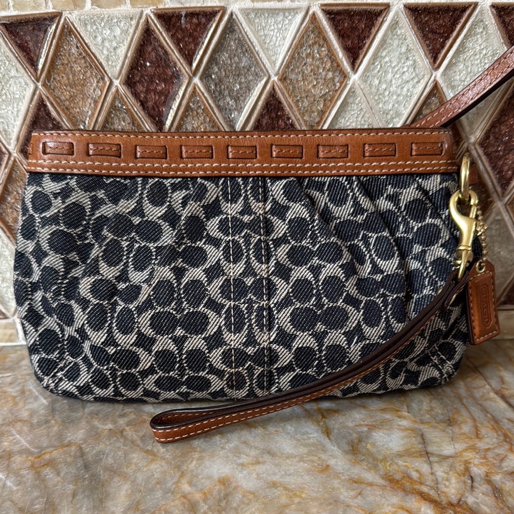 Coach Denim Signature Wristlet large